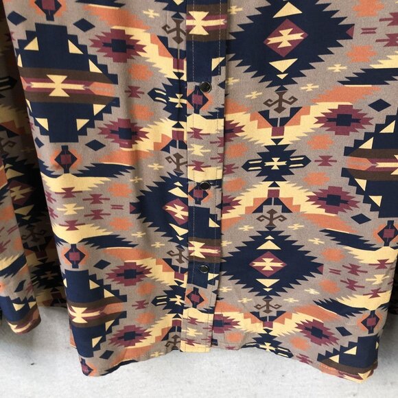 Ryan Michael Shirt Mens 2XL Multicolor Silk Pearl Snap Southwestern Long Sleeve - Picture 12 of 16